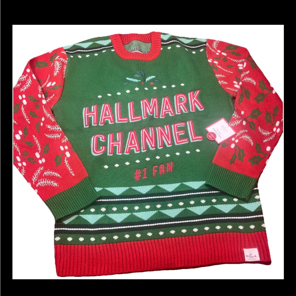 Hallmark Channel #1 FAN Sweater Unisex XL Ugly Christmas Holiday Colorful NEW XL